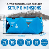 CLAM Portable 6 x 12 Ft C-720 Pop Up Ice Fishing Thermal Hub Shelter Tent - 189642