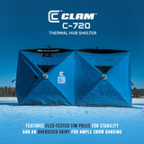 CLAM Portable 6 x 12 Ft C-720 Pop Up Ice Fishing Thermal Hub Shelter Tent - 189642