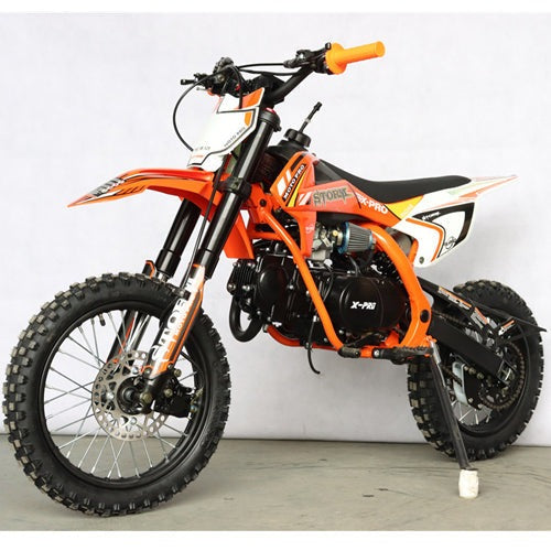 X-PRO Storm 125cc Dirt Bike with 4-speed Manual Transmission, Kick Start! Big 14"/12" Tires! Zongshen Brand Engine - DB-X38-Orange