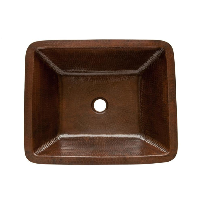 Rustic Premier Copper 19 in. Rectangle Skirted Vessel Hammered Copper Sink - VREC19SKDB