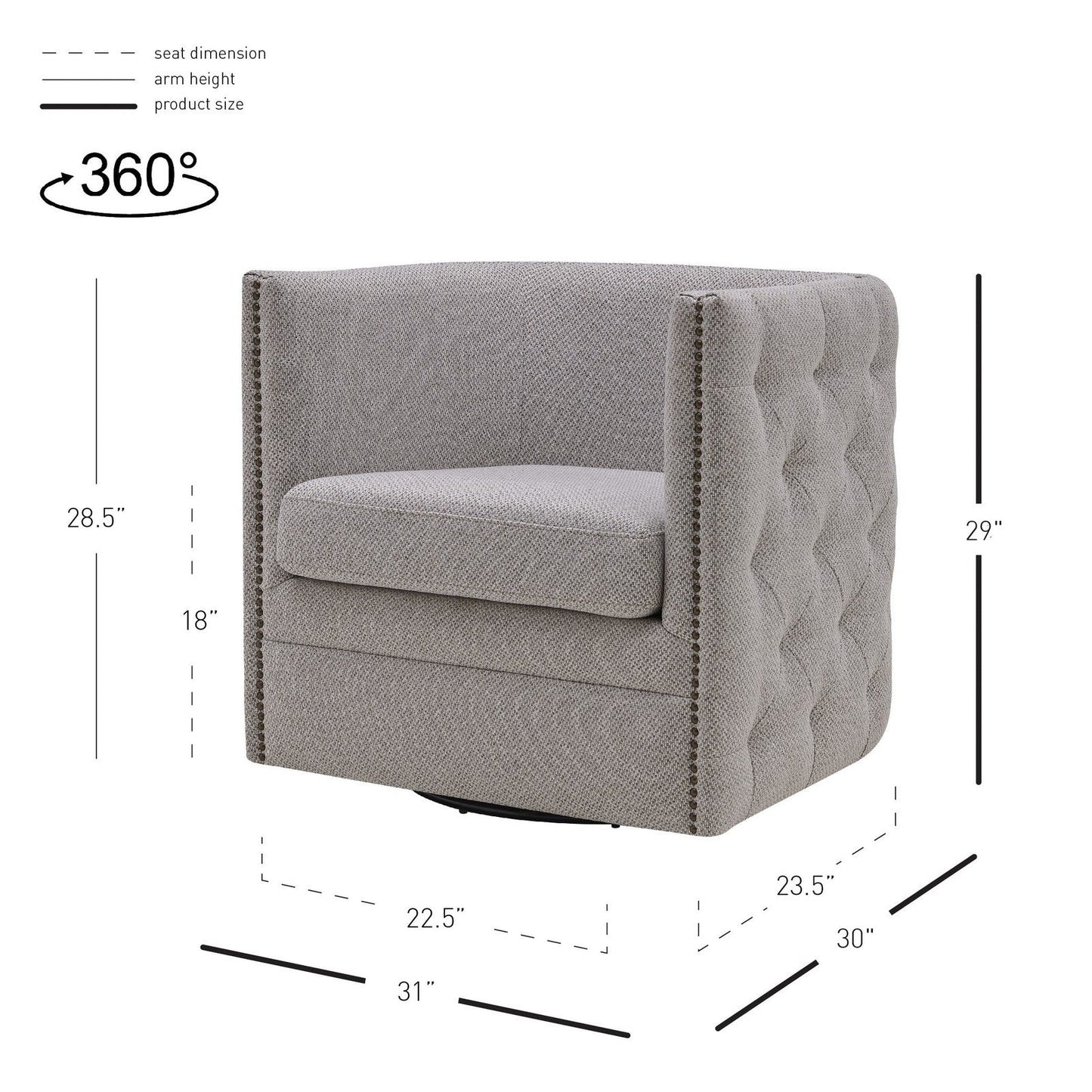 New Pacific Direct Leslie Fabric Swivel Tufted Chair  - 1900148-410