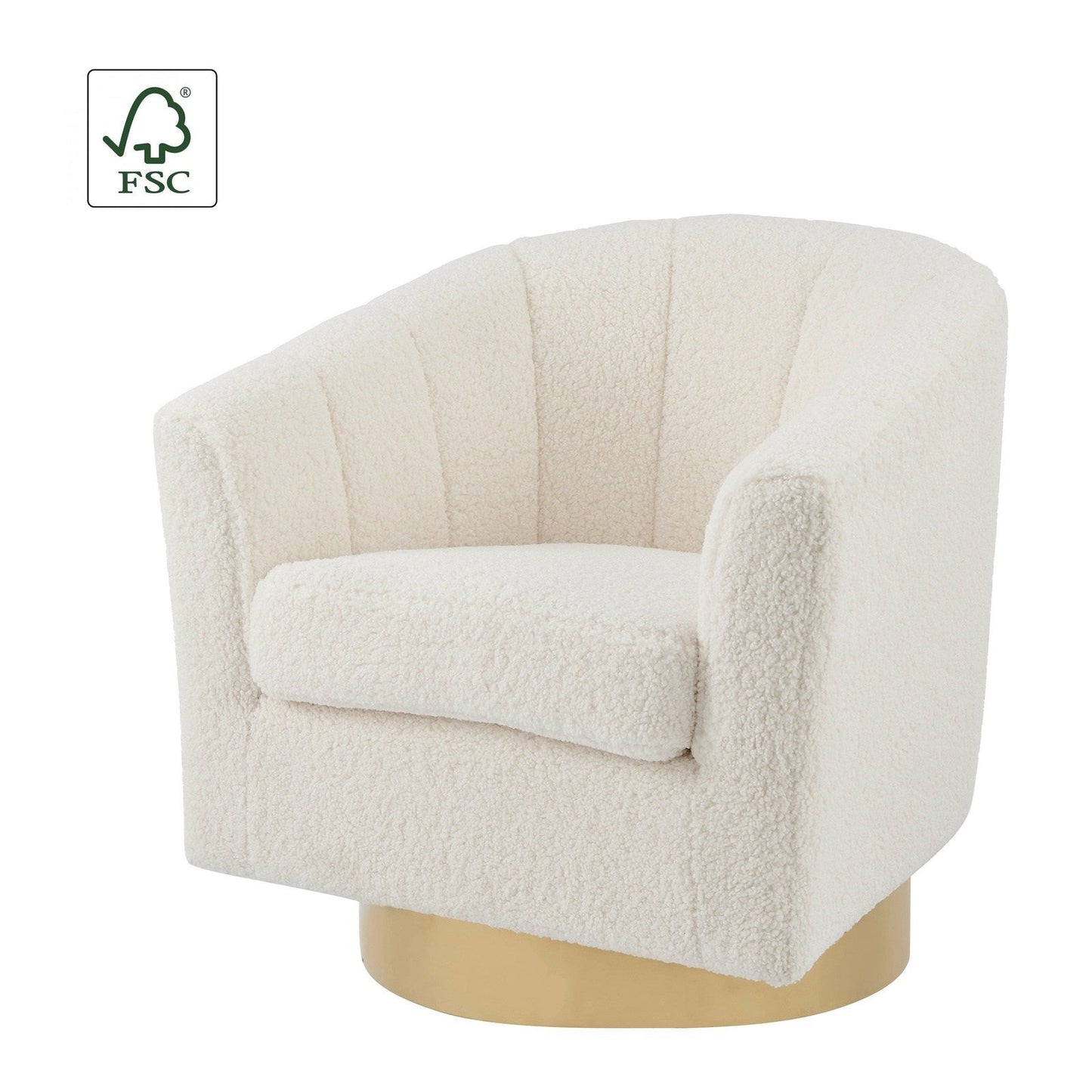 New Pacific Direct Natasha Faux Shearling Fabric w/ Gold Metal Swivel Accent Arm Chair  - 1900192-560