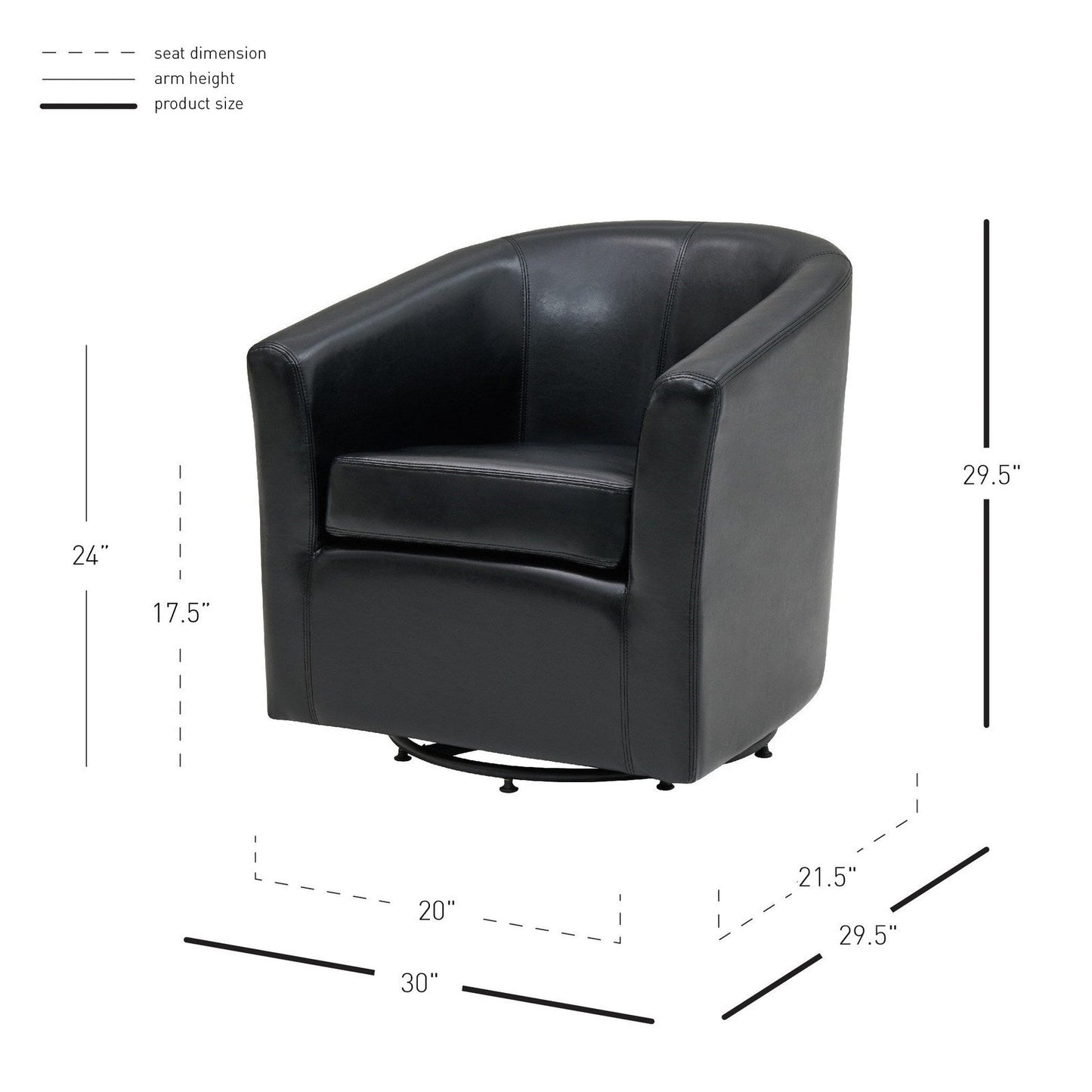 New Pacific Direct Hayden Swivel Bonded Leather Chair  - 193012B-23