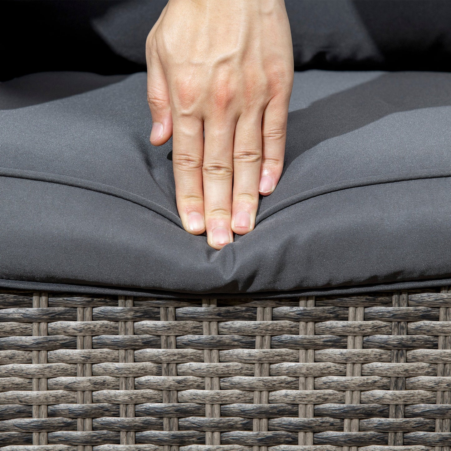 Outsunny 3 Pieces Patio Bistro Set with Glass Coffee Table and Swivel Porch Chairs, Gray - 863-113V00GG