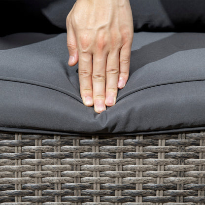 Outsunny 3 Pieces Patio Bistro Set with Glass Coffee Table and Swivel Porch Chairs, Gray - 863-113V00GG