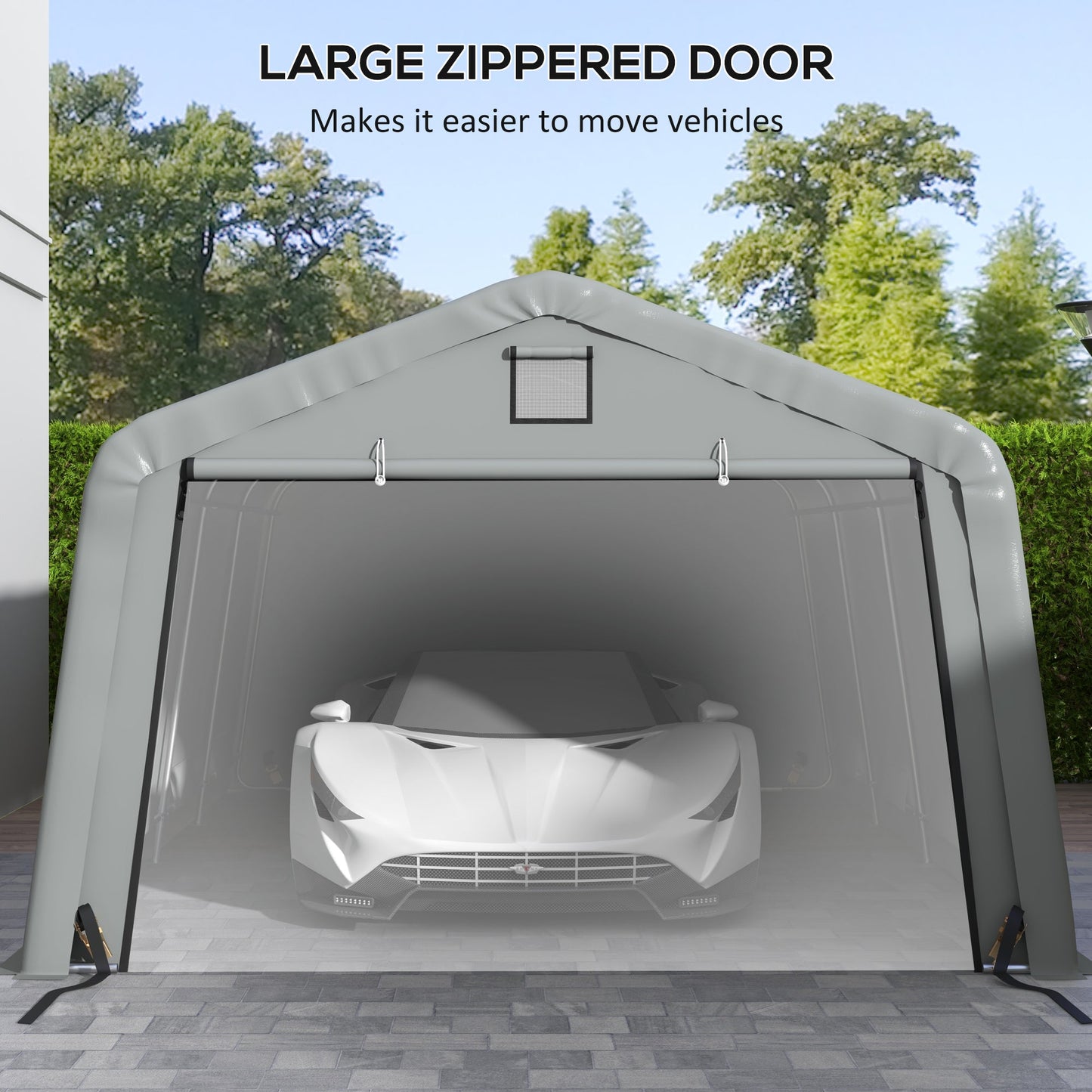 Outsunny 12' x 20' Portable Garage, Heavy Duty Carport, Ventilation Windows, Large Roll-up Door, Gray - 84C-451V00LG