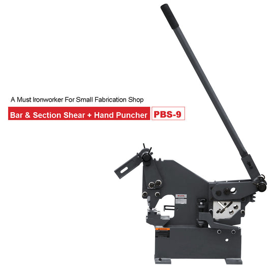 KAKA INDUSTRIAL Manual Punch and Shear Machine, 0.31 inch Punching Capacity and Multi-Shape Shear, PBS-9 for Metal Plates, Round/Flat/Angle Steel Fabrication