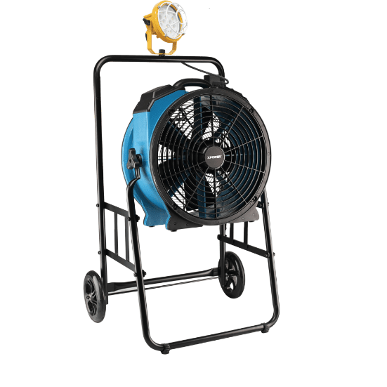 XPOWER FA-420K6 warehouse/dock cooling fan kit, L-30 LED Spotlight, and 420T mobile trolley - XP-FA-420K6-Blue