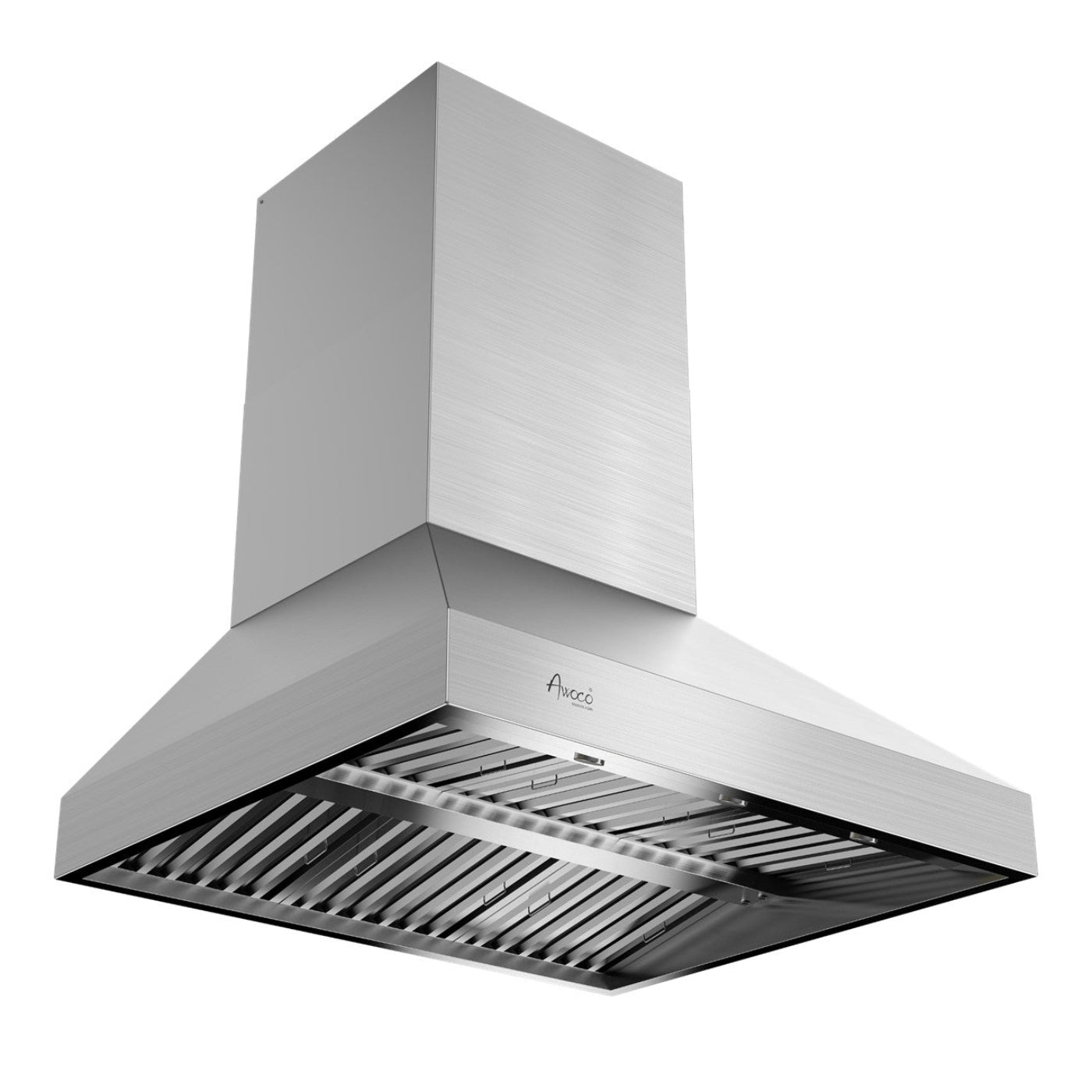 Awoco 42” Outdoor BBQ Wall Mount Vent Hood Type 304 Stainless Steel, 4 Speeds 1000 CFM, Adjustable LED Lights, 8” Round Top Vent - AWC-RH-WM-OD42