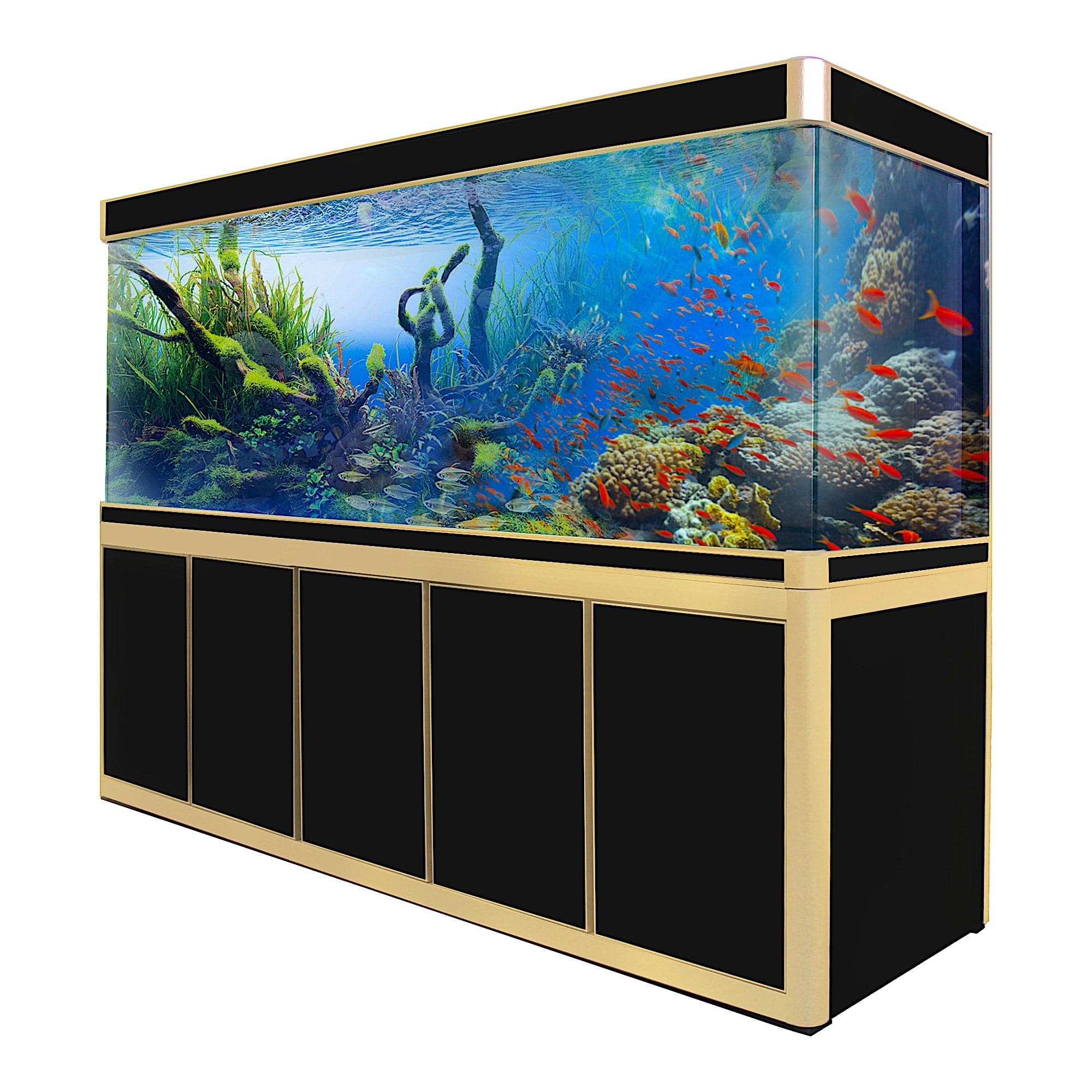 AQUA DREAM 400 GALLON TEMPERED GLASS AQUARIUM BLACK AND GOLD-AD-2300-BK