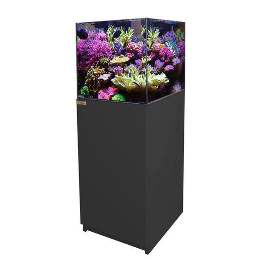 Aqua Dream 63 Gallon Coral Reef Aquarium Tank with Ultra Clear Glass and Built in Sump All Black  REEF-600-BK