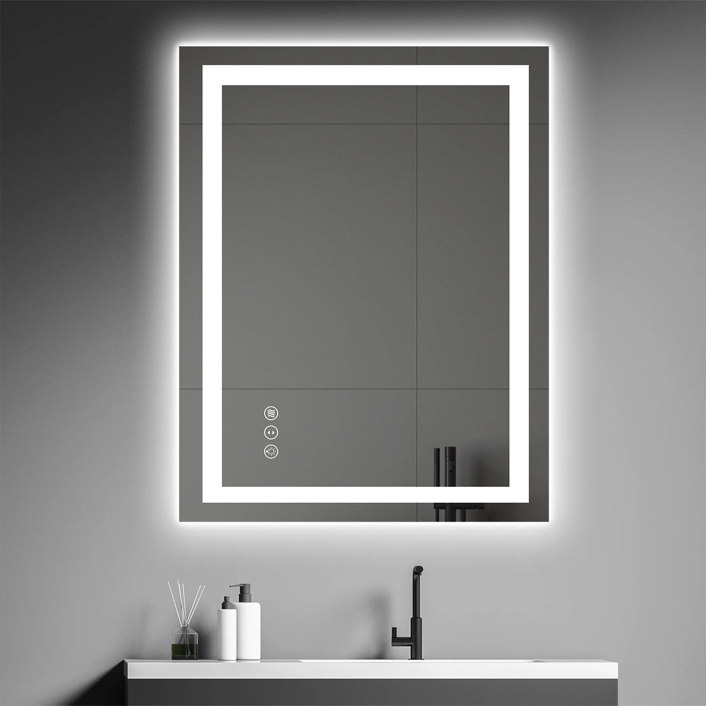 Awoco LED Bathroom Mirror with Light, Lighted Vanity Mirror with Backlit and Front Light, Dimmable Anti-Fog Memory Function Lighted Mirror with 3 Colors for Bathroom Wall - AWC-LM20S28