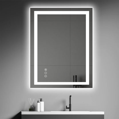 Awoco LED Bathroom Mirror with Light, Lighted Vanity Mirror with Backlit and Front Light, Dimmable Anti-Fog Memory Function Lighted Mirror with 3 Colors for Bathroom Wall - AWC-LM20S28