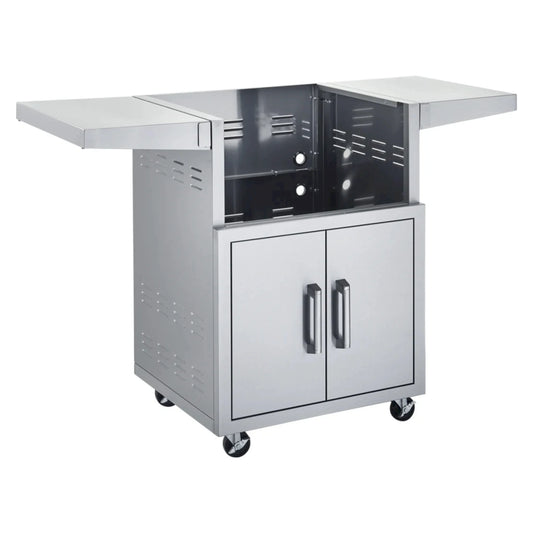 Broilmaster 26-Inch Cart with 2 Doors and 2 Fold-Down Side Shelves in Stainless Steel  - BSACT26