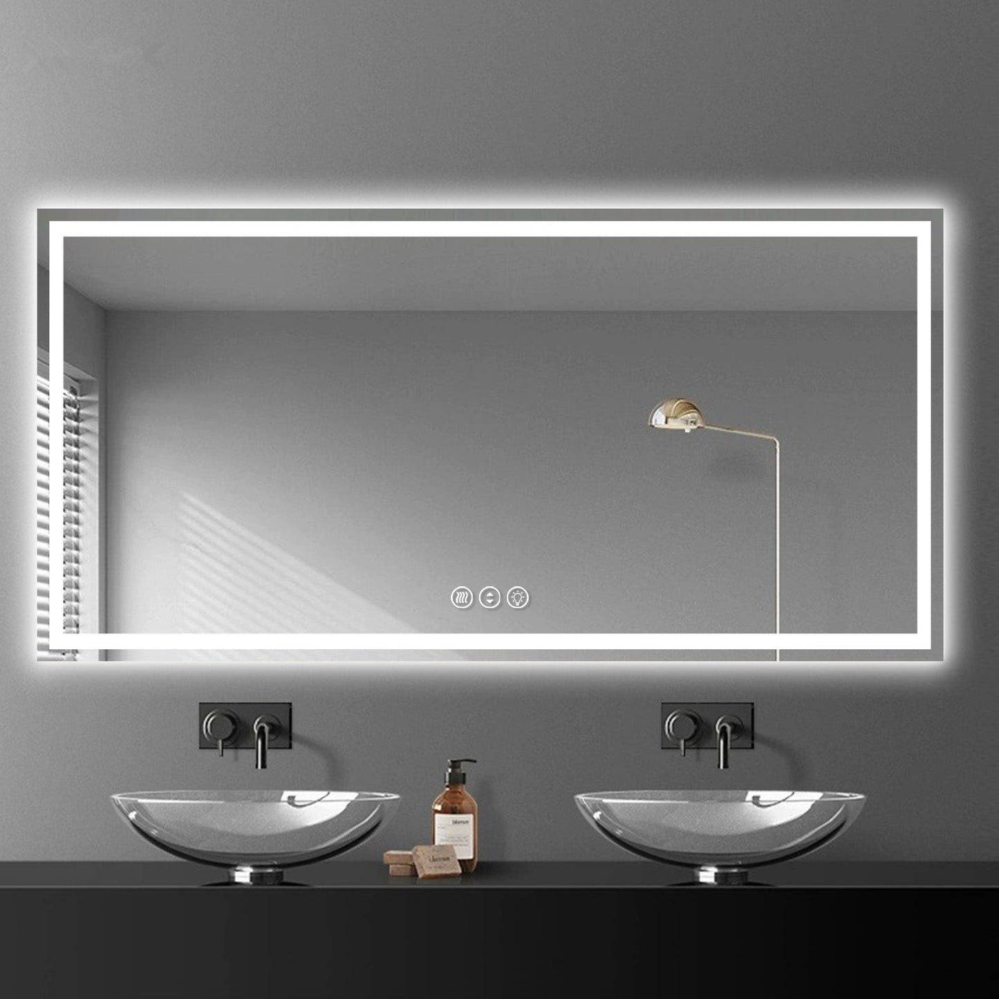 Awoco LED Bathroom Mirror with Light, Lighted Vanity Mirror with Backlit and Front Light, Dimmable Anti-Fog Memory Function Lighted Mirror with 3 Colors for Bathroom Wall - AWC-LM20S28