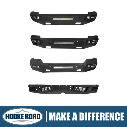 Silverado Front Bumper & Rear Bumper Combo w/LED Lights For Chevy Silverado 1500 - Hooke Road - HE.9021&HE.9024