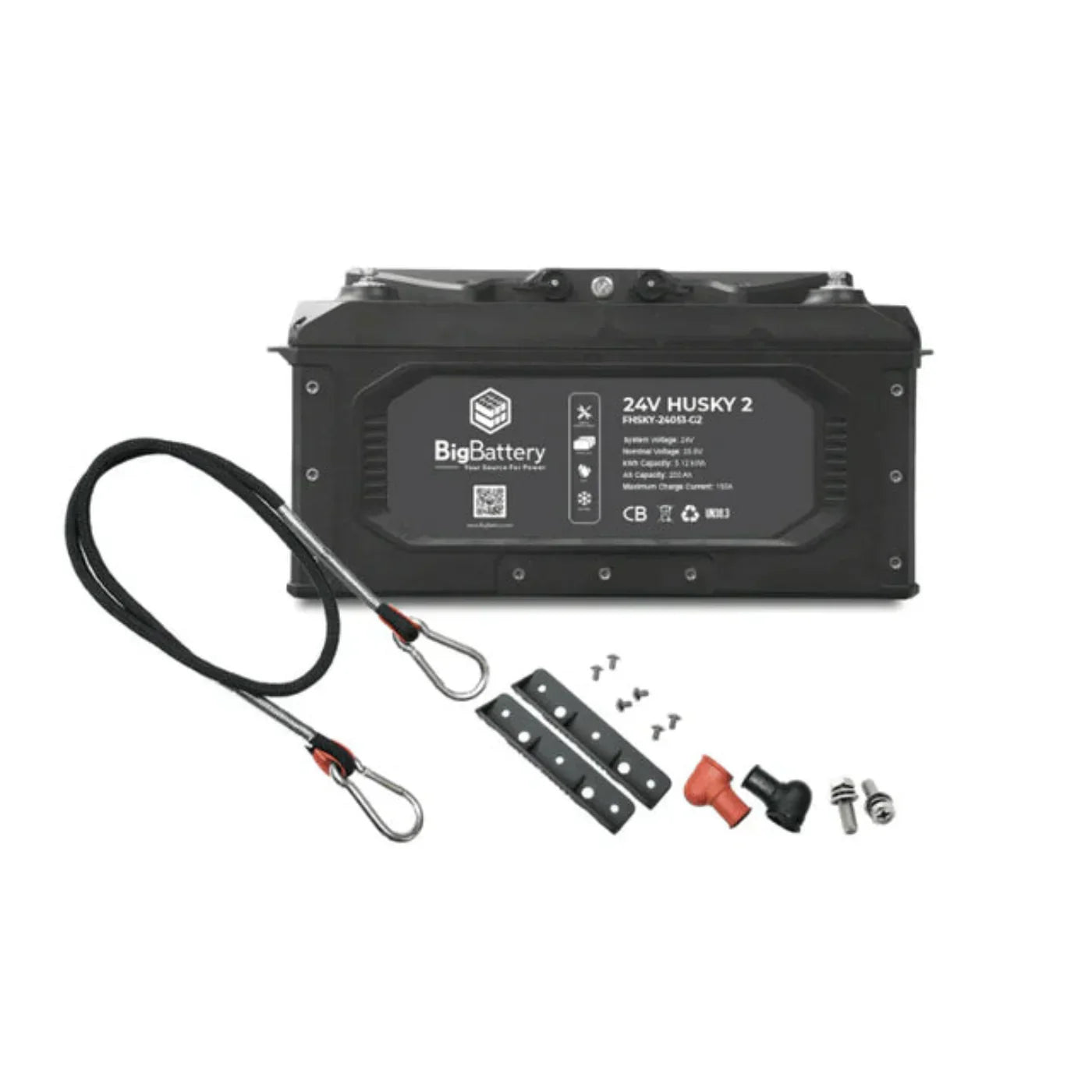 BigBattery 24V HUSKY 2 LiFePO4 Battery | 105Ah, 2.5kWh | Expandable Kits up to 7.5kWh | 10-Year Warranty - FHSKY-24051-G2