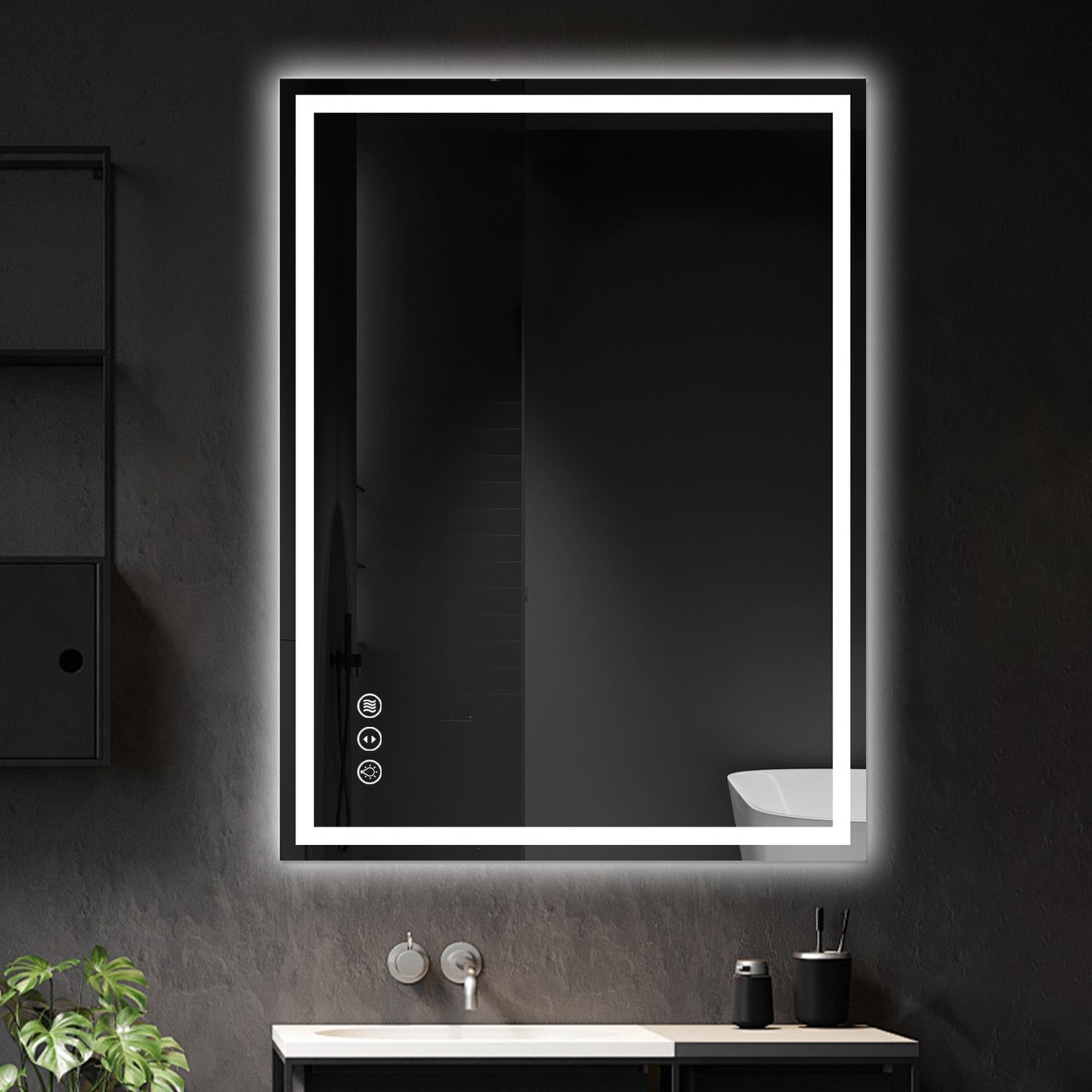 Awoco LED Bathroom Mirror with Light, Lighted Vanity Mirror with Backlit and Front Light, Dimmable Anti-Fog Memory Function Lighted Mirror with 3 Colors for Bathroom Wall - AWC-LM20S28