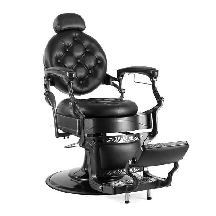 OmySalon BC1101 Vintage Style Heavy Duty Hydraulic Recline Barber Chair - G59000066+G59000068