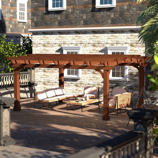 VEIKOUS Wooden Pergola Gazebo for Patio with Arched Roof and Ground Stakes, Outdoor Pergola Garden Shelter Cedar Framed for Backyard and Lawn - PG0202-06