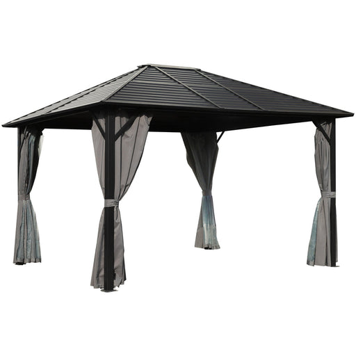 VEIKOUS 10'x12' Aluminum Hardtop Gazebo Pergola with Mesh Netting, Outdoor Gazebo Single Roof for Patio, Backyard, Garden - PG0201-20