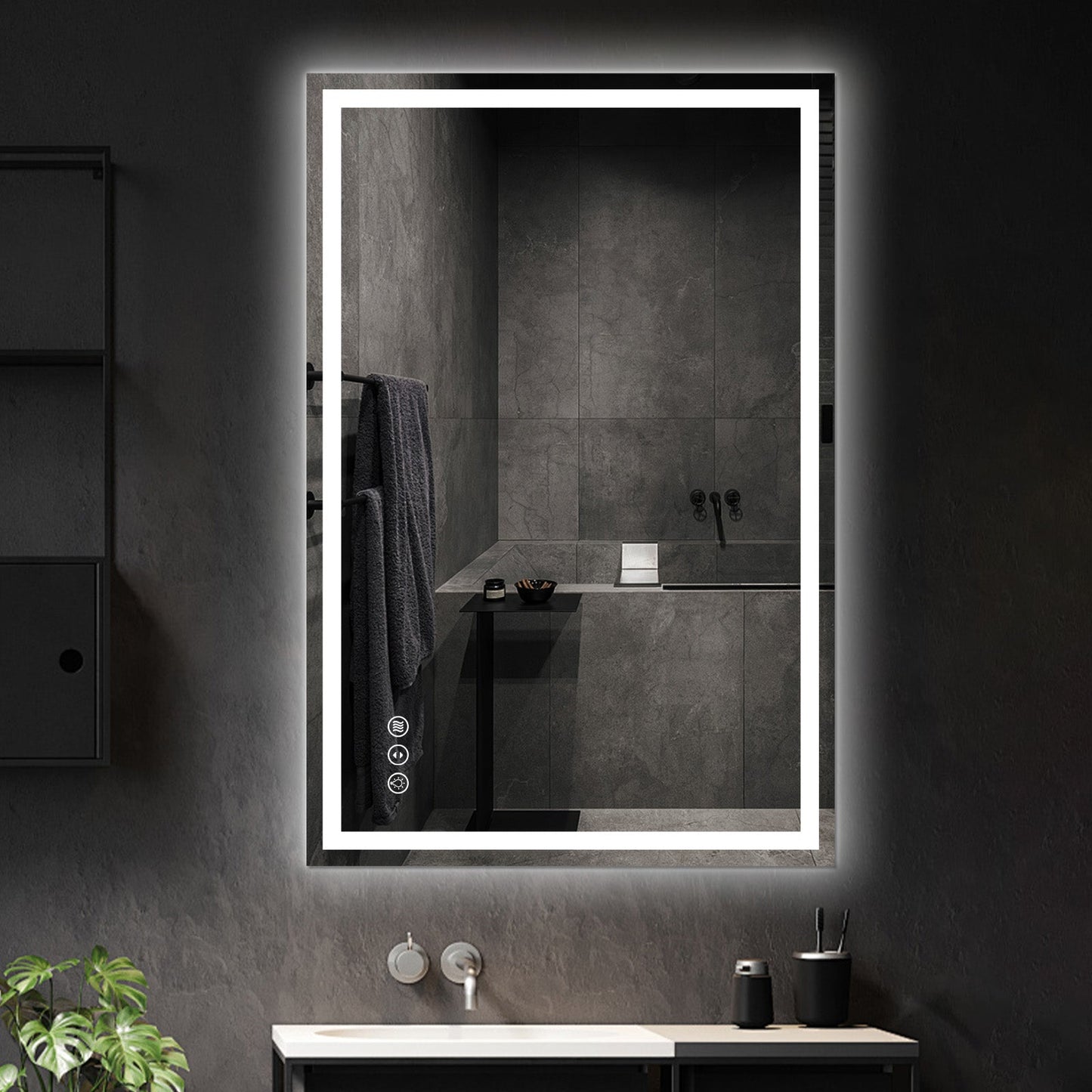 Awoco LED Bathroom Mirror with Light, Lighted Vanity Mirror with Backlit and Front Light, Dimmable Anti-Fog Memory Function Lighted Mirror with 3 Colors for Bathroom Wall - AWC-LM20S28