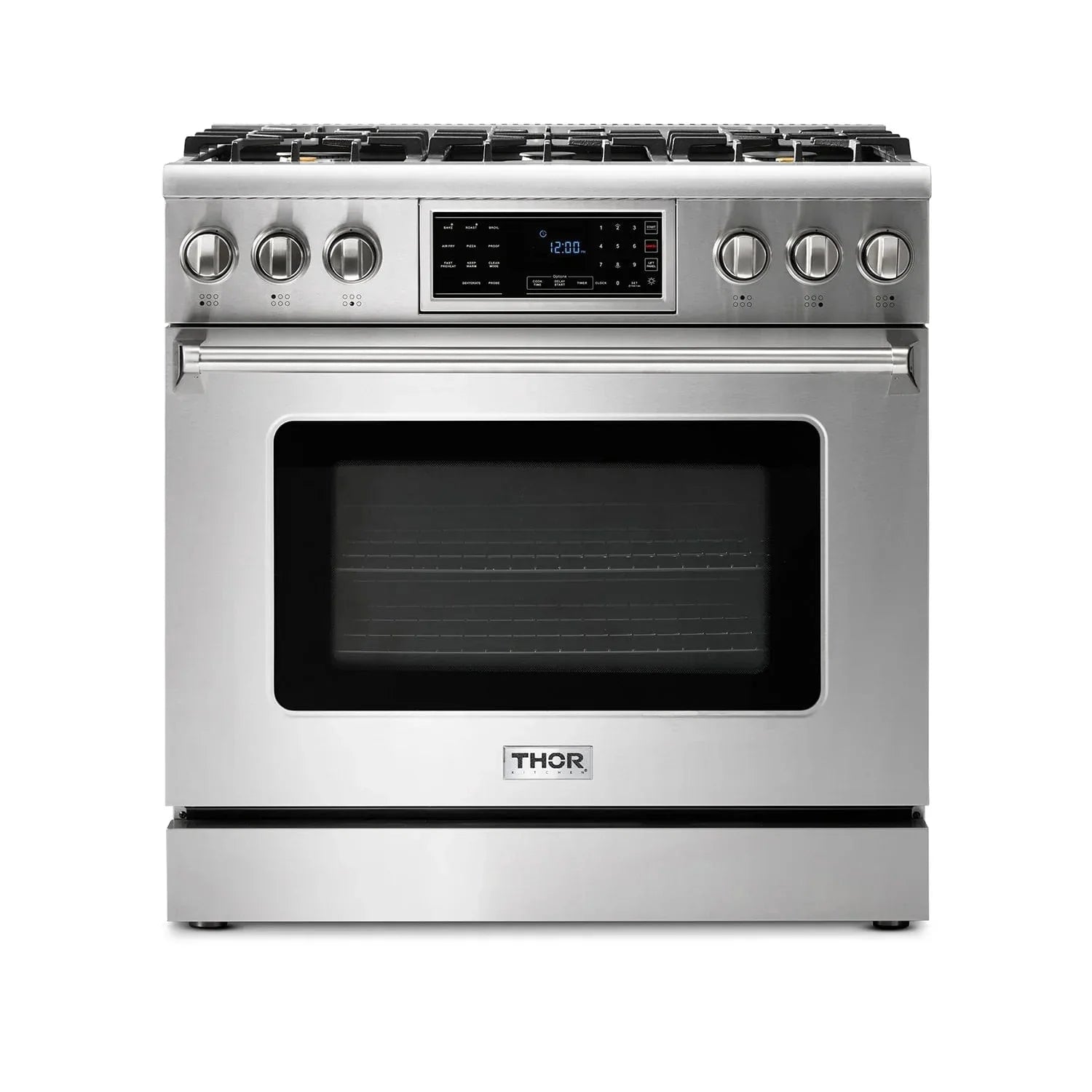 Thor Kitchen Appliance Package - 36 In. Gas Range, Microwave Drawer, Refrigerator with Water and Ice Dispenser, Dishwasher, AP-TRG3601LP-12