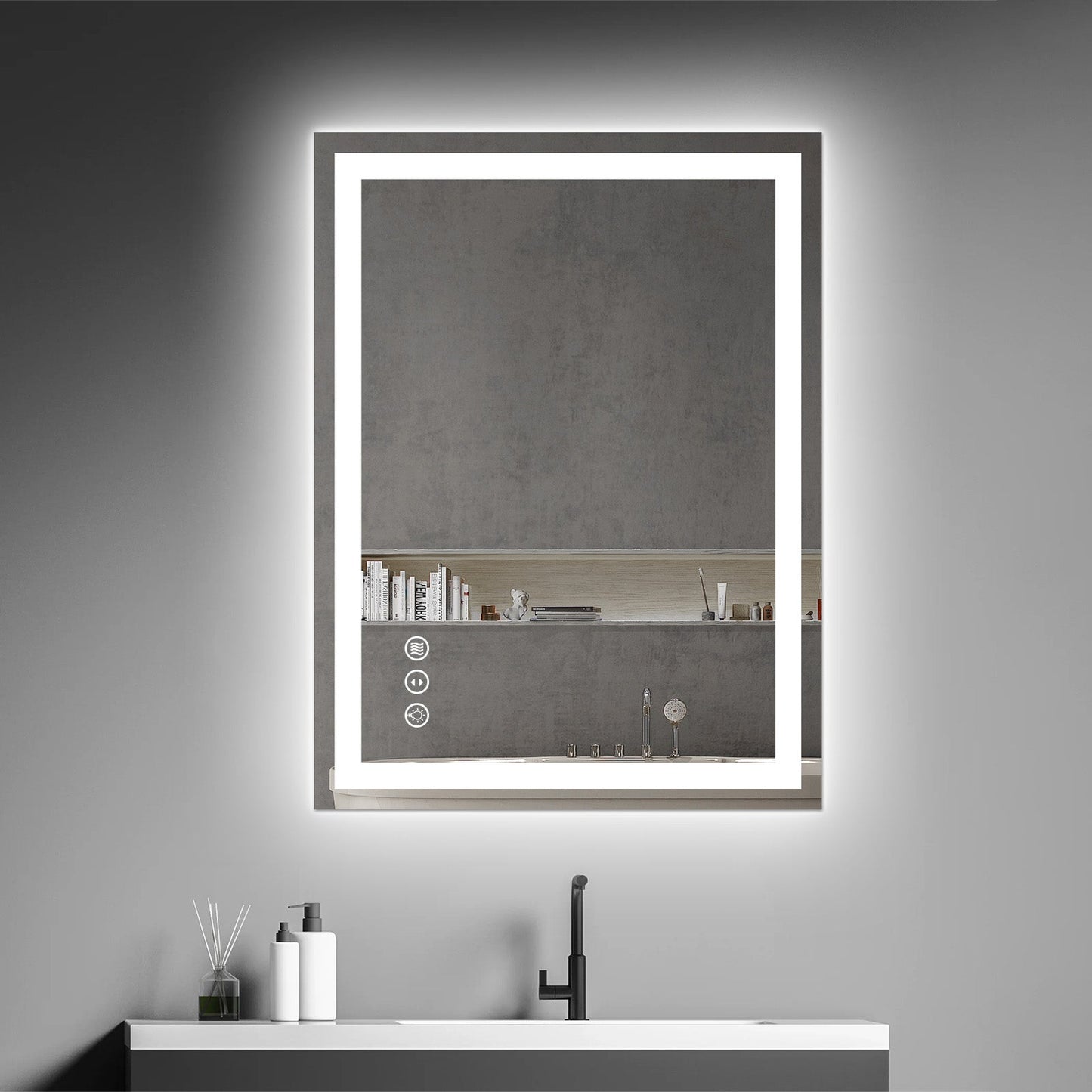 Awoco LED Bathroom Mirror with Light, Lighted Vanity Mirror with Backlit and Front Light, Dimmable Anti-Fog Memory Function Lighted Mirror with 3 Colors for Bathroom Wall - AWC-LM20S28