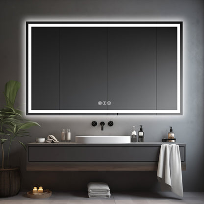 Awoco LED Bathroom Mirror with Light, Lighted Vanity Mirror with Backlit and Front Light, Dimmable Anti-Fog Memory Function Lighted Mirror with 3 Colors for Bathroom Wall - AWC-LM20S28