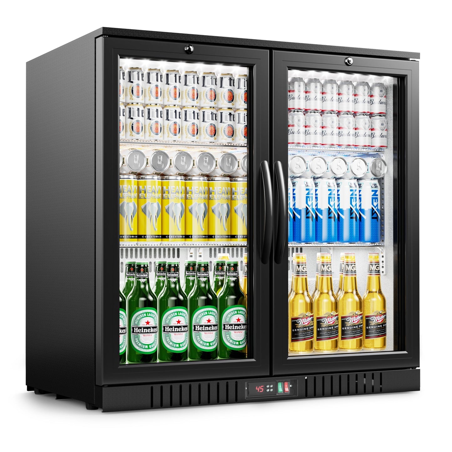 EUHOMY Back Bar Cooler With 2/3 Glass Swing Doors Wine Cooler - BRU-210