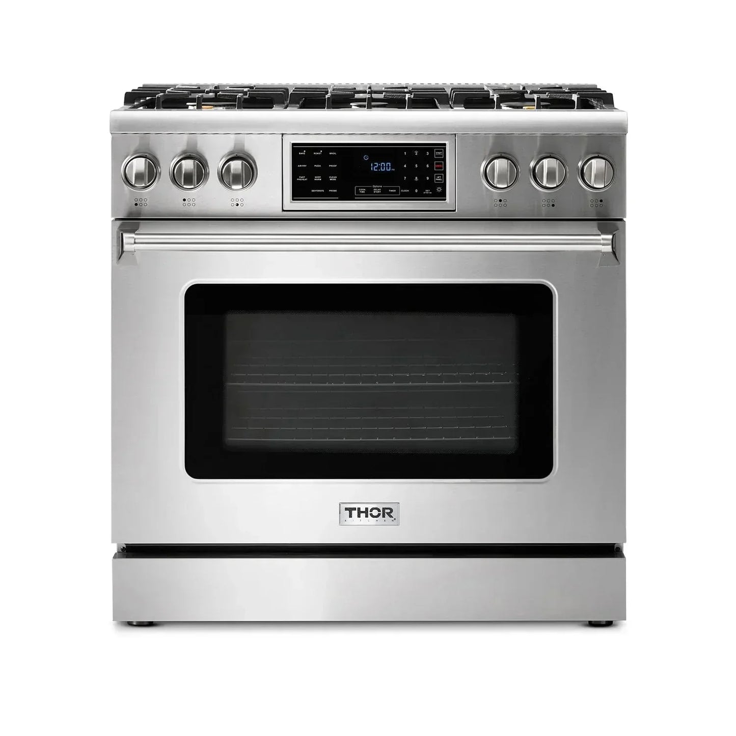 Thor Kitchen Appliance Package - 36 In. Propane Gas Range, Range Hood, Microwave Drawer, AP-TRG3601LP-C-4
