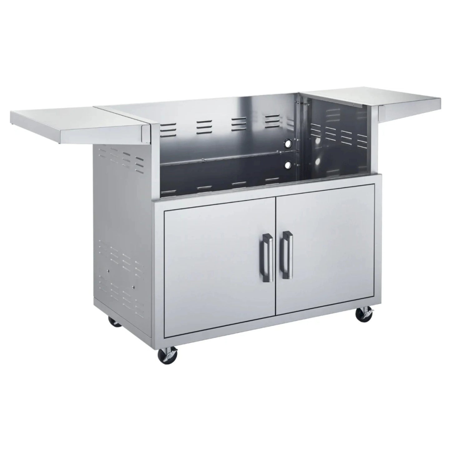 Broilmaster 42-Inch Cart with 2 Doors and 2 Fold-Down Side Shelves in Stainless Steel  - BSACT42