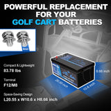 WEIZE 48V(51.2V) 105AH LiFePO4 Golf Cart Battery, 5376Wh Bluetooth Lithium Battery, 8000+ Cycles with 200A BMS, 10 Years Warranty - BAC-0117