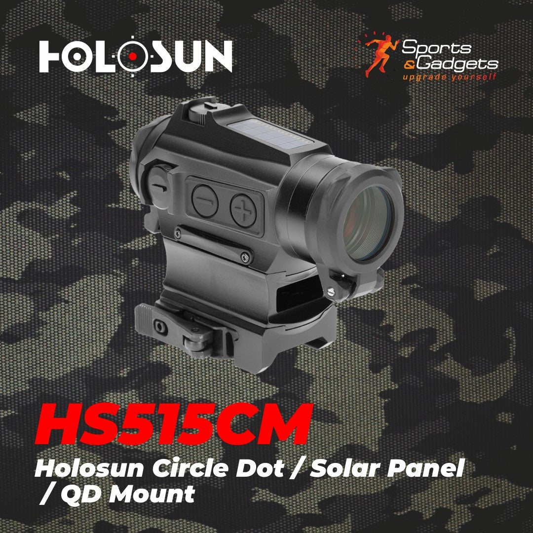 Holosun HS515CM Military Grade Micro Red Circle Dot Sight/Solar Panel/QD Mount Optics Lens Cleaning Pen, Extra Battery and Lens Cleaning Cloth Bundle