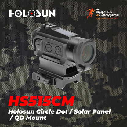 Holosun HS515CM Military Grade Micro Red Circle Dot Sight/Solar Panel/QD Mount Optics Lens Cleaning Pen, Extra Battery and Lens Cleaning Cloth Bundle