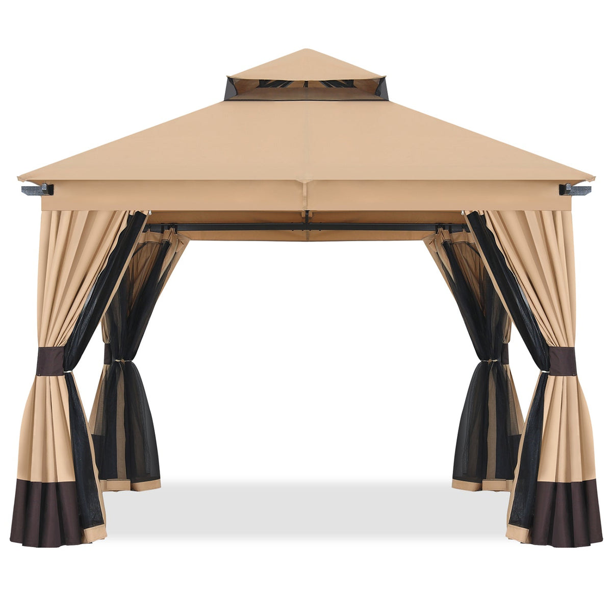 Mastercanopy 10x10 Outdoor Patio Gazebo with Double Roofs, Mosquito Netting and Privacy Screens - B0CWQFDTYQ