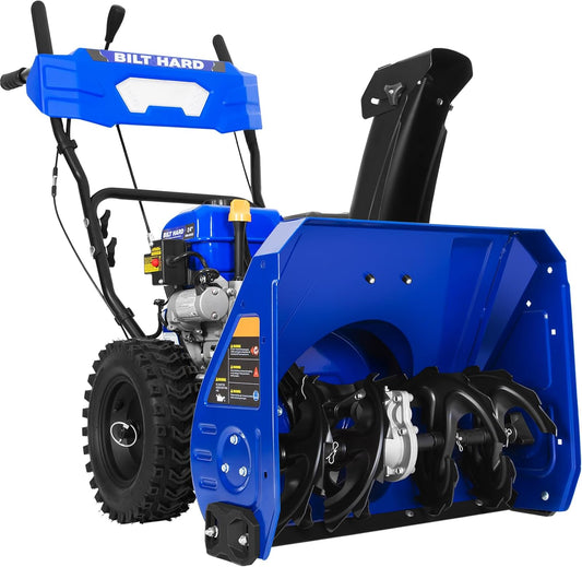BILT HARD Snow Blower Gas Powered, 24 Inch 2-Stage Self-Propelled 212cc Engine with Electric Start, LED Headlight, 13" Snow Terrain Tires - TSA-0503