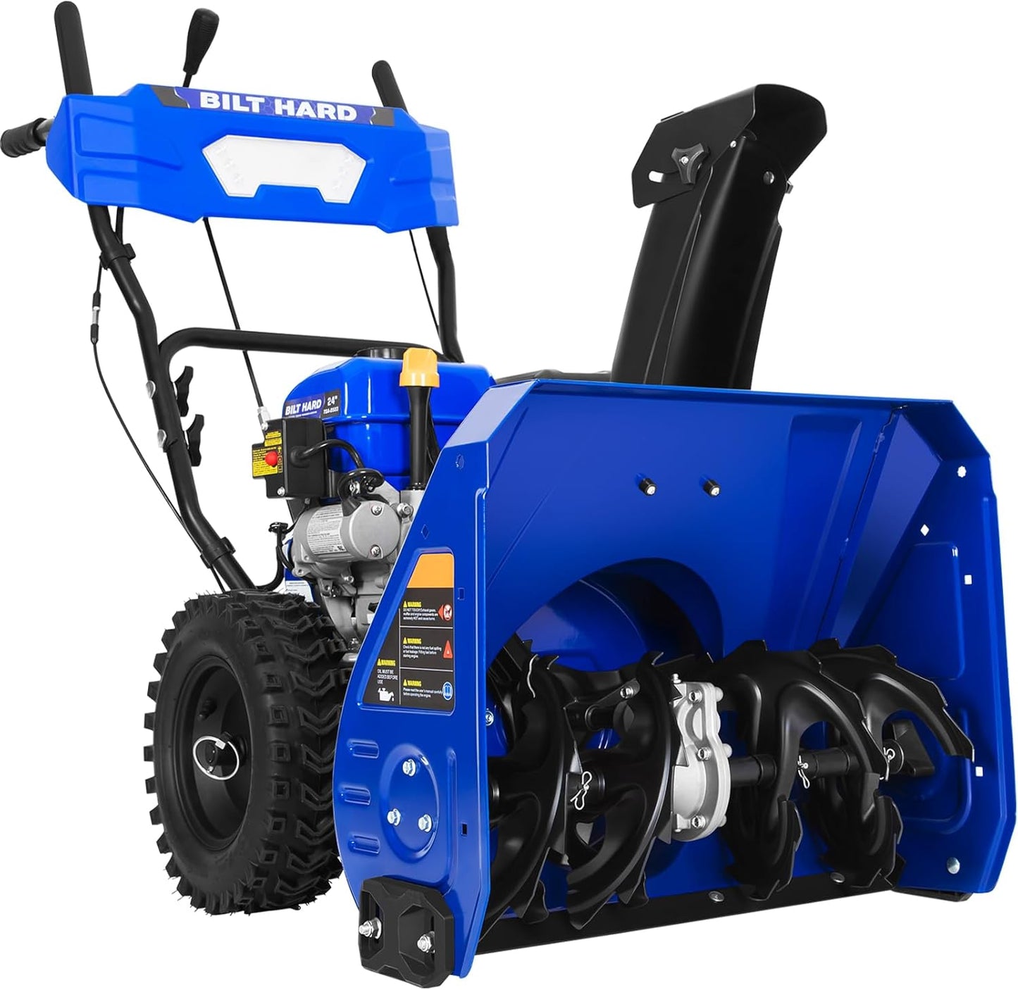 BILT HARD Snow Blower Gas Powered, 24 Inch 2-Stage Self-Propelled 212cc Engine with Electric Start, LED Headlight, 13" Snow Terrain Tires - TSA-0503