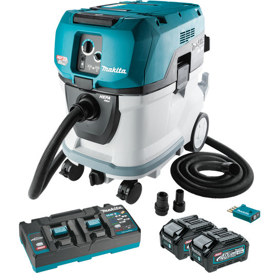Makita 40V MAX XGT Brushless Lithium-Ion Cordless 4 Gallon HEPA Filter AWS Capable Dry Dust Extractor Kit (4.0Ah) - GCV04PMX