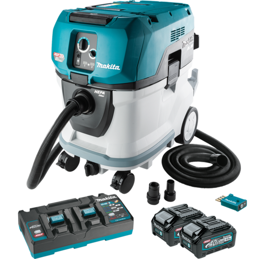 Makita GCV04PMX 40V MAX XGT Brushless Lithium-Ion Cordless 4 Gallon HEPA Filter AWS Capable Dry Dust Extractor Kit  - GCV04PMX