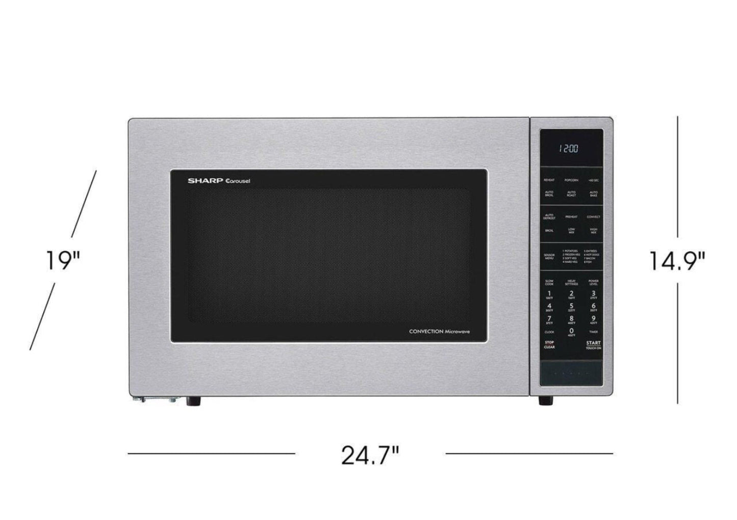 SHARP 1.5 cu. ft. 900W Sharp Stainless Steel Carousel Convection + Microwave Oven - SMC1585BS-KT