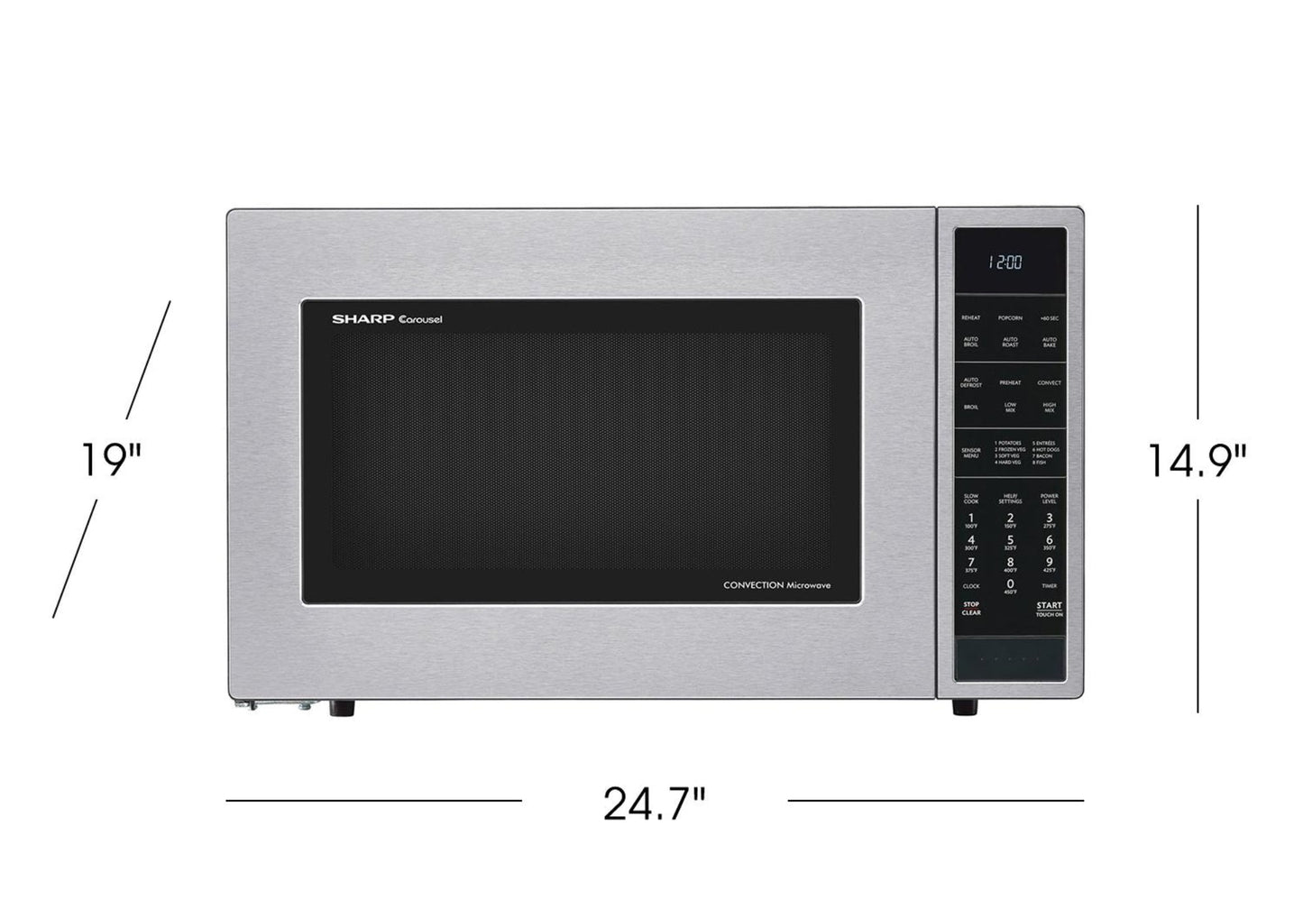 SHARP 1.5 cu. ft. 900W Sharp Stainless Steel Carousel Convection + Microwave Oven - SMC1585BS-KT