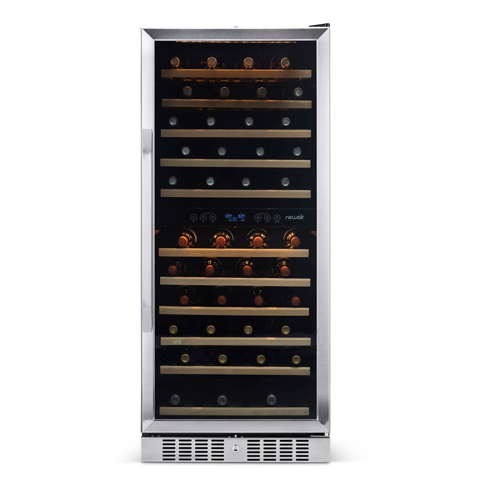 Newair - 27” 116-Bottle Dual-Zone Built-in Stainless Steel Wine Cooler AWR-1160DB