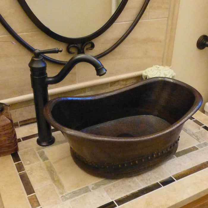 Rustic Premier Copper 20 inches Bathtub Vessel Hammered Copper Sink - VBT20DB