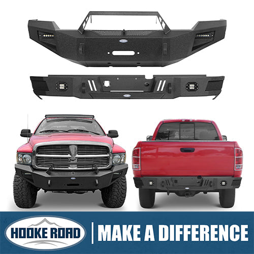 2003-2005 Dodge Ram 2500 Front Bumper & Rear Bumper w/Winch Plate (Excluding Diesel Models) - Hooke Road