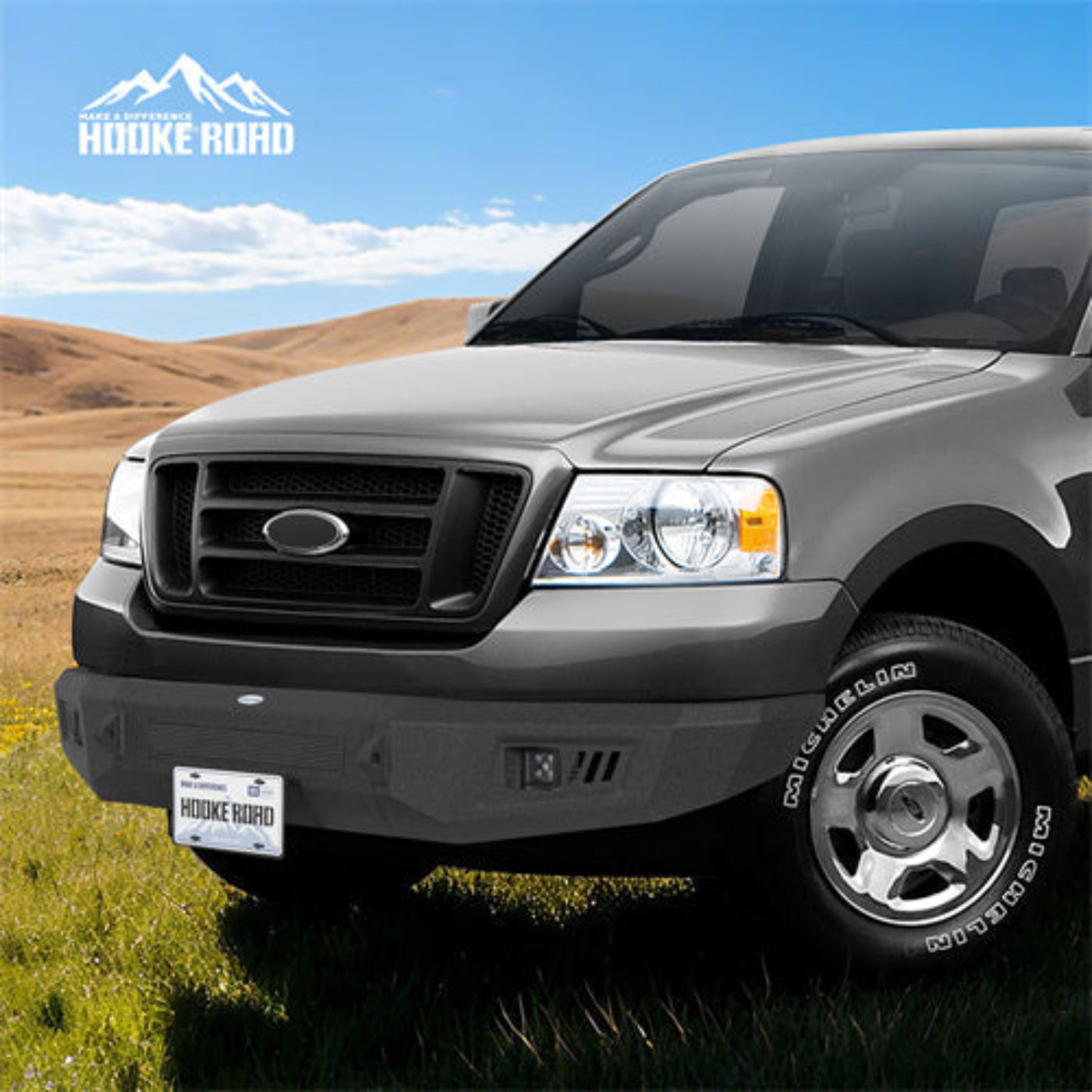 2004-2008 Ford F-150 Front Bumper w/ Spotlights & D-rings - Hooke Road - HE.8008