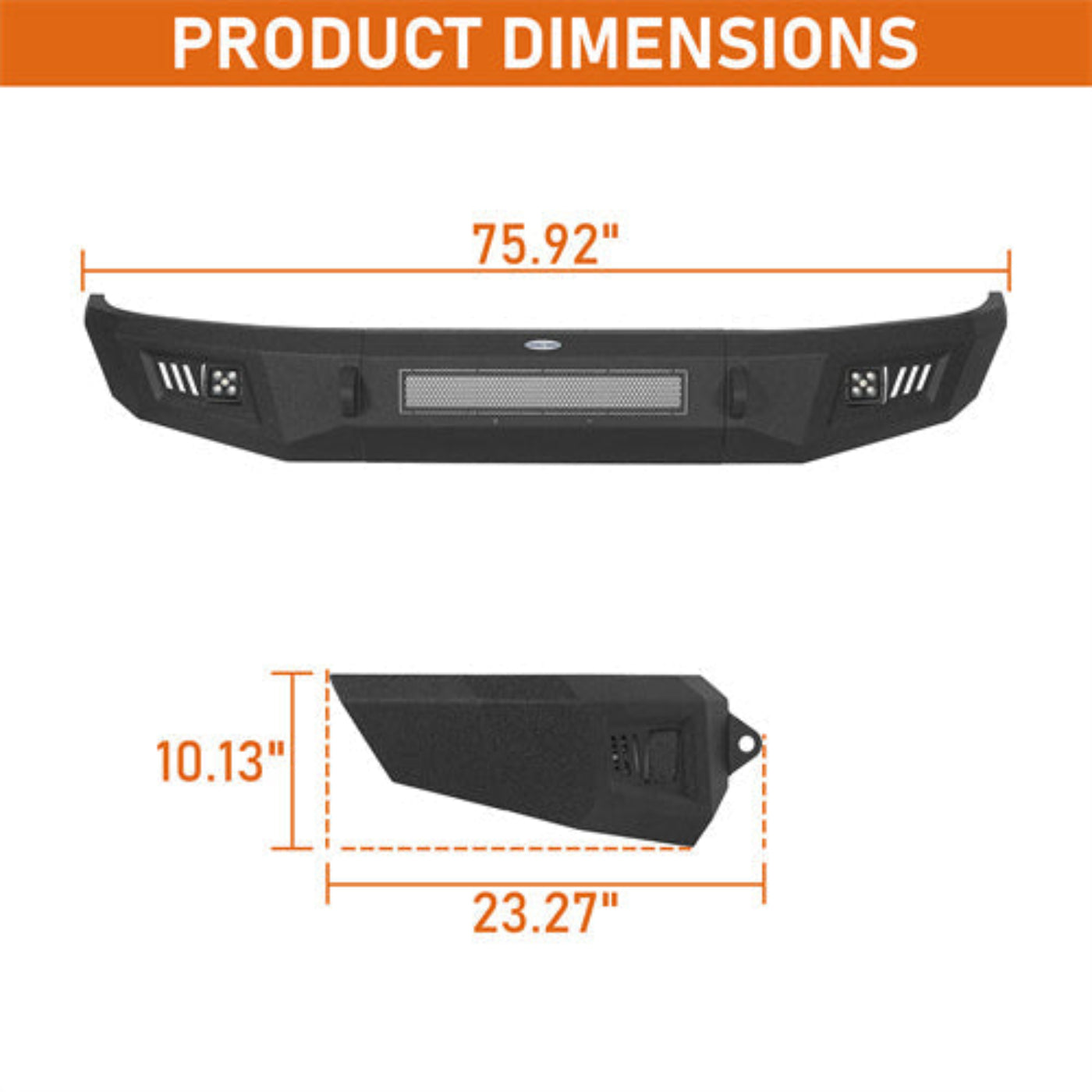 2004-2008 Ford F-150 Front Bumper w/ Spotlights & D-rings - Hooke Road - HE.8008