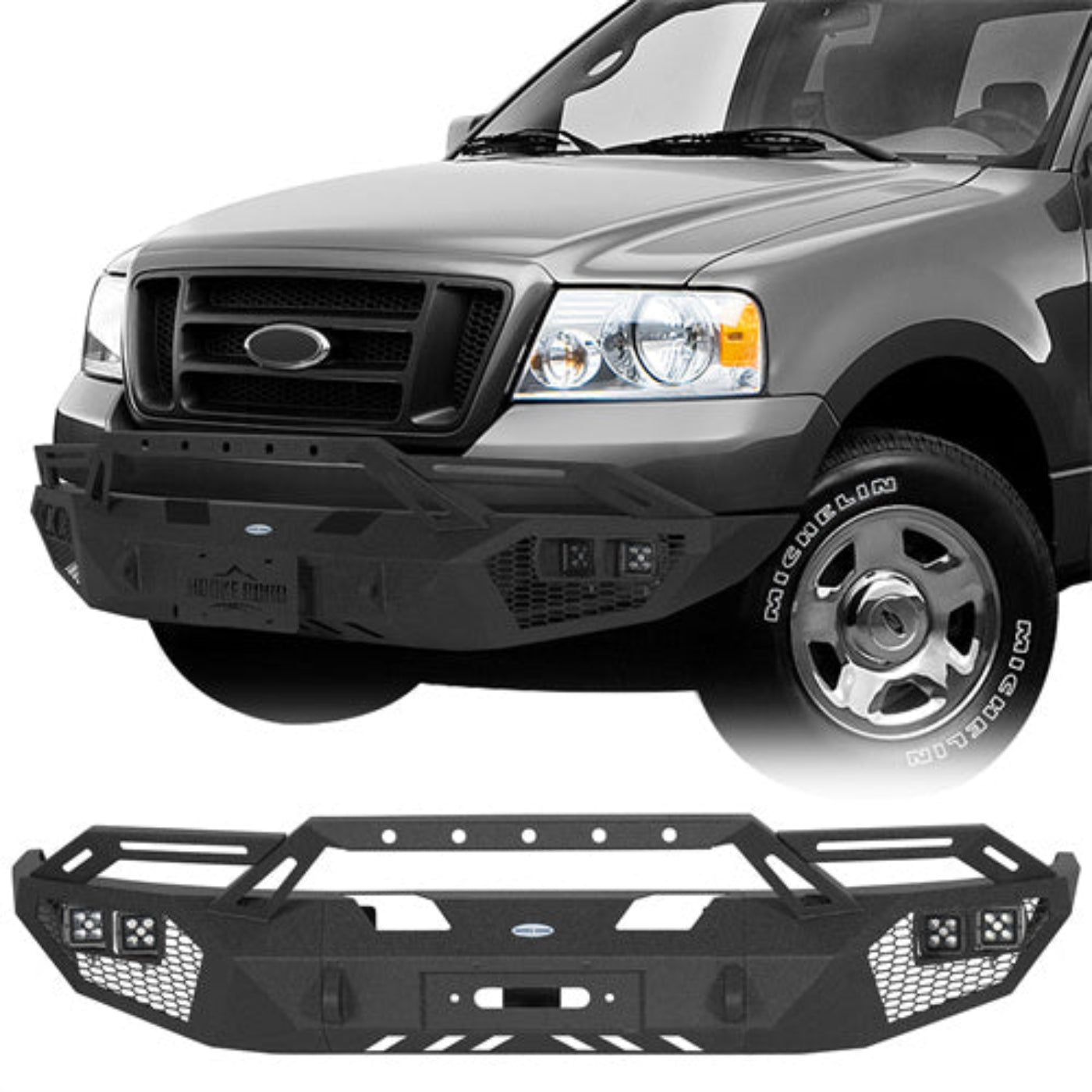 2004-2008 Ford F-150 Steel Front Bumper w/ Winch Plate - Hooke Road - HE.8007