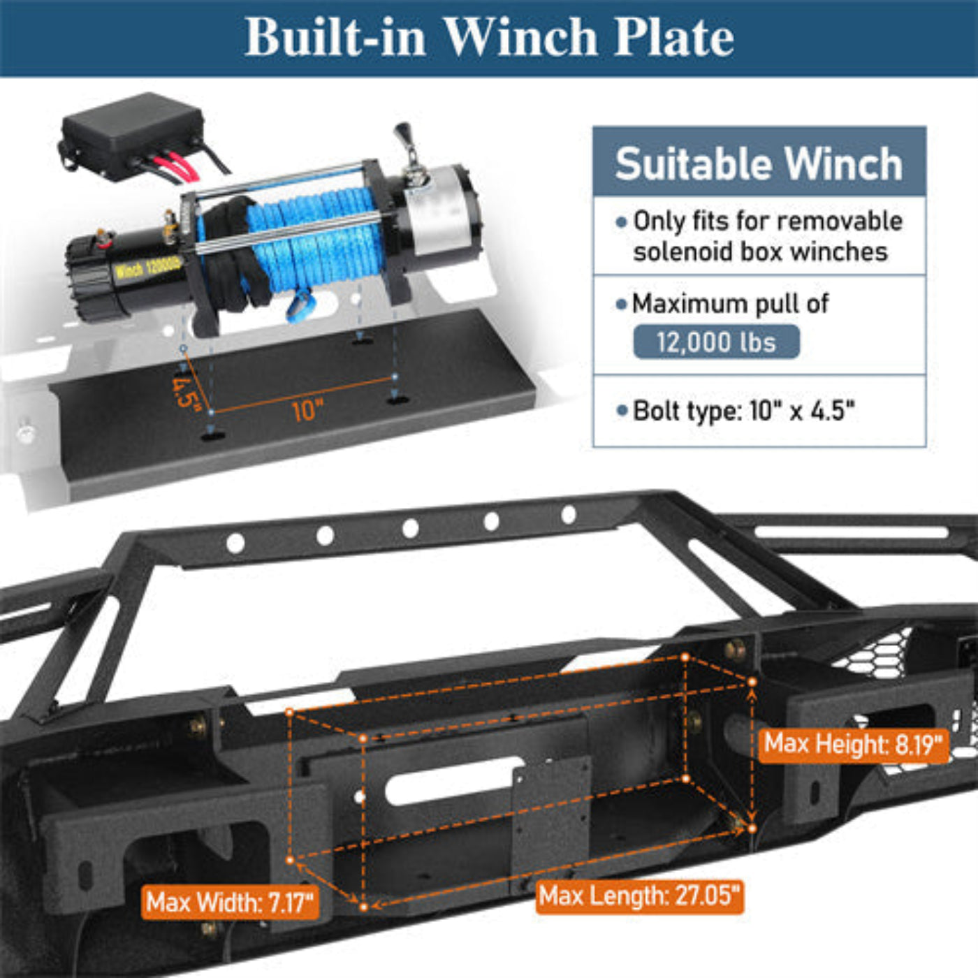 2004-2008 Ford F-150 Steel Front Bumper w/ Winch Plate - Hooke Road - HE.8007