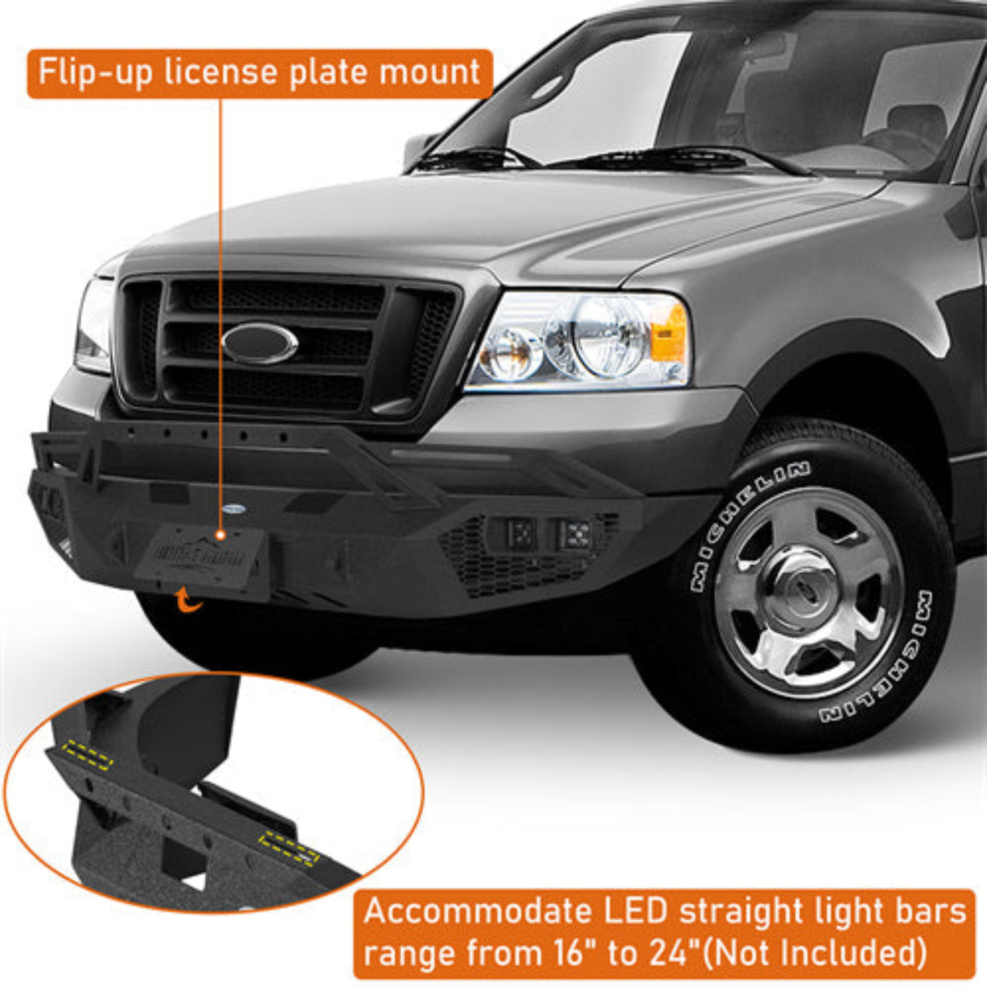2004-2008 Ford F-150 Steel Front Bumper w/ Winch Plate - Hooke Road - HE.8007